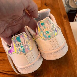Big Kids White & Hologram Adidas Stan Smith